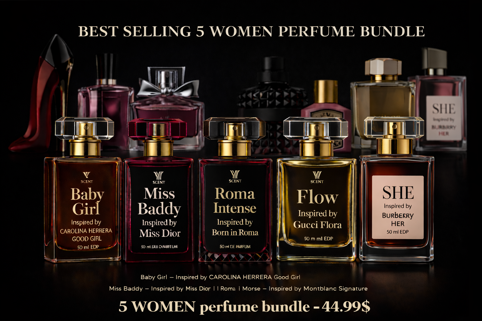 44.99-  FOR her bundle ( 5 perfumes )